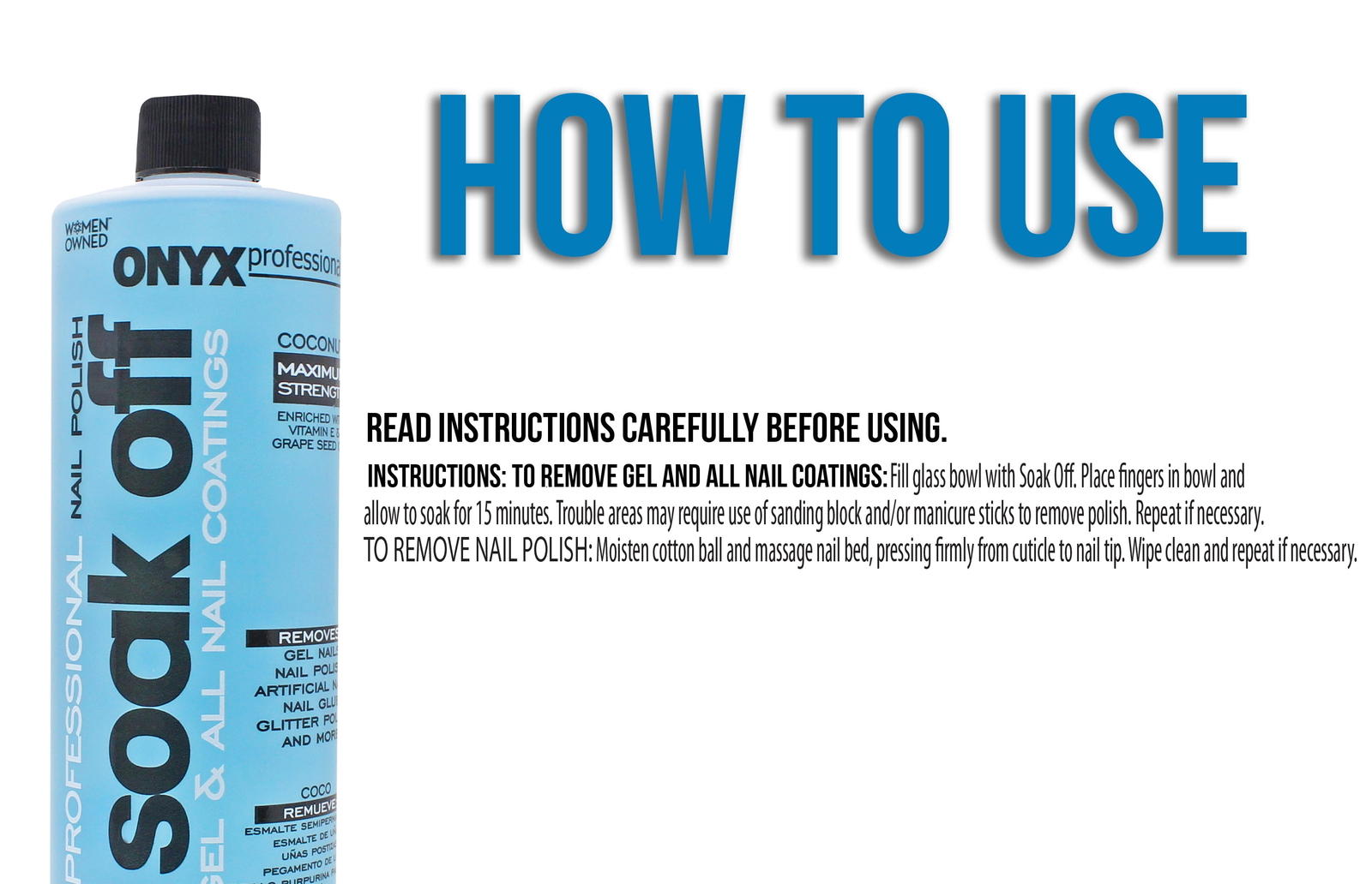 Onyx Professional Soak off Formula Nail Polish Remover, 16 fl oz