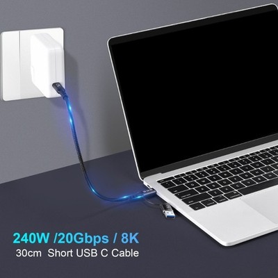 20Gbps Fast Speed Sync Type C Data Cable 240W 2 in 1 Type C Cable Type C To USB