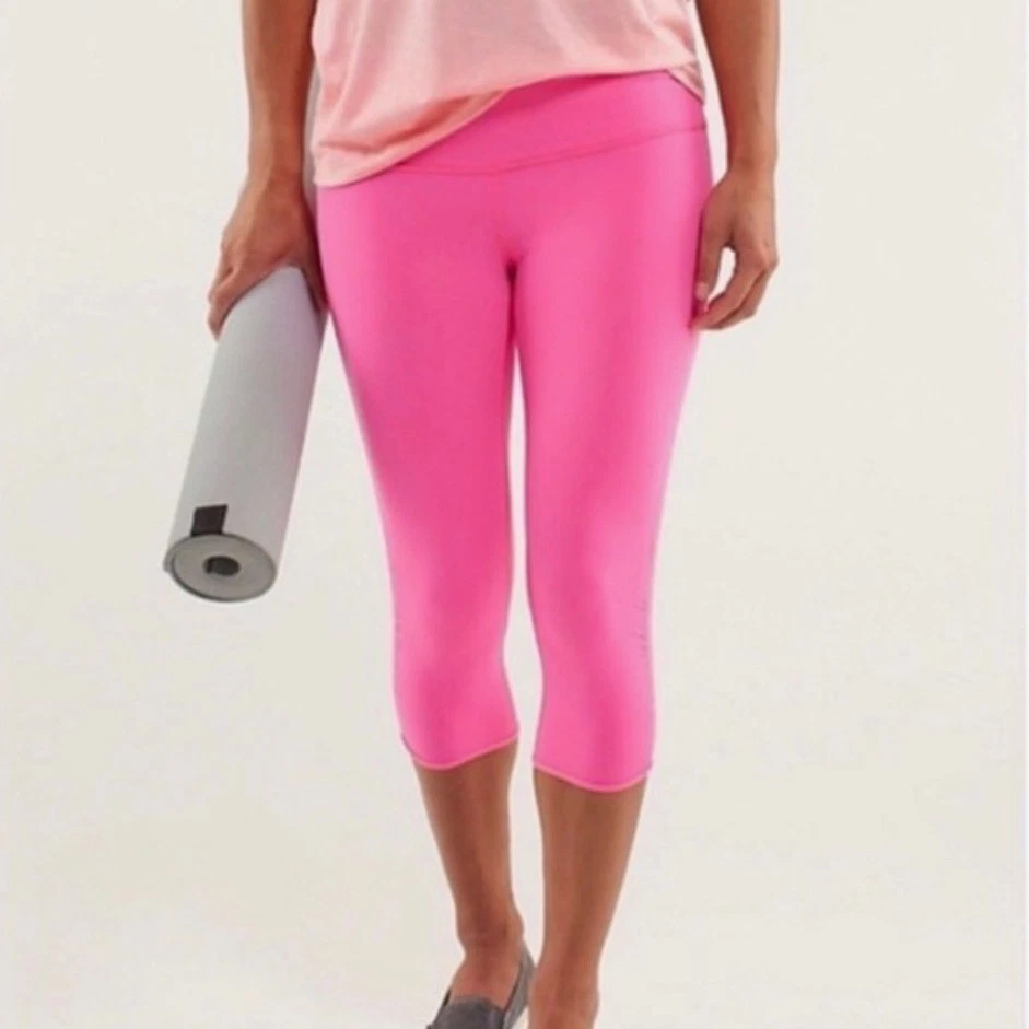LULULEMON | Leggings Capri Acanalados Power Flow Rosa Caliente Entrenamiento Atletismo, Talla 8 Foto 2 de 4