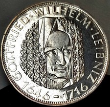 Deutschland Bundesrepublik 5 Mark Silber 1966 D Leibniz (A420.D9.9f)