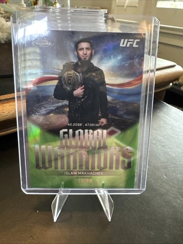 2026 Topps Chrome UFC Global Warriors #GW-17 Islam Makhachev Green Refractor /99