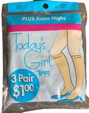 Vintage L eggs Today s Girl Plus Sz Knee High, 1 Suntan 1 Off Black.