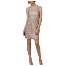 Jenny Yoo Harlow Sandstone Metallic Cocktail Dress size 14