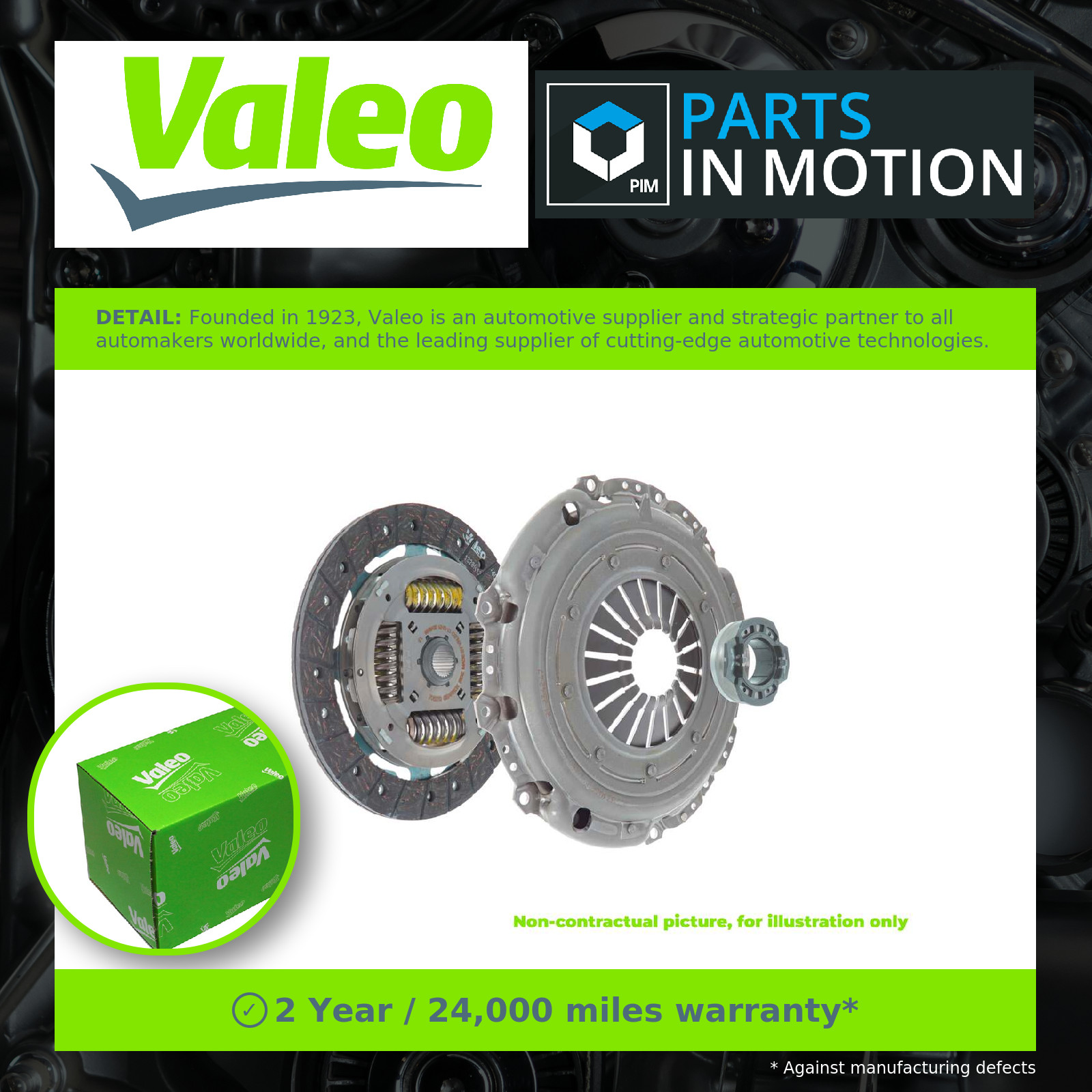 Clutch Kit 3pc (Cover+Plate+Releaser) 826728 Valeo Genuine Quality Guaranteed