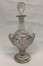 Vaso / bottiglia decorativa con tappo vintage vetro soffiato Murano iridescente