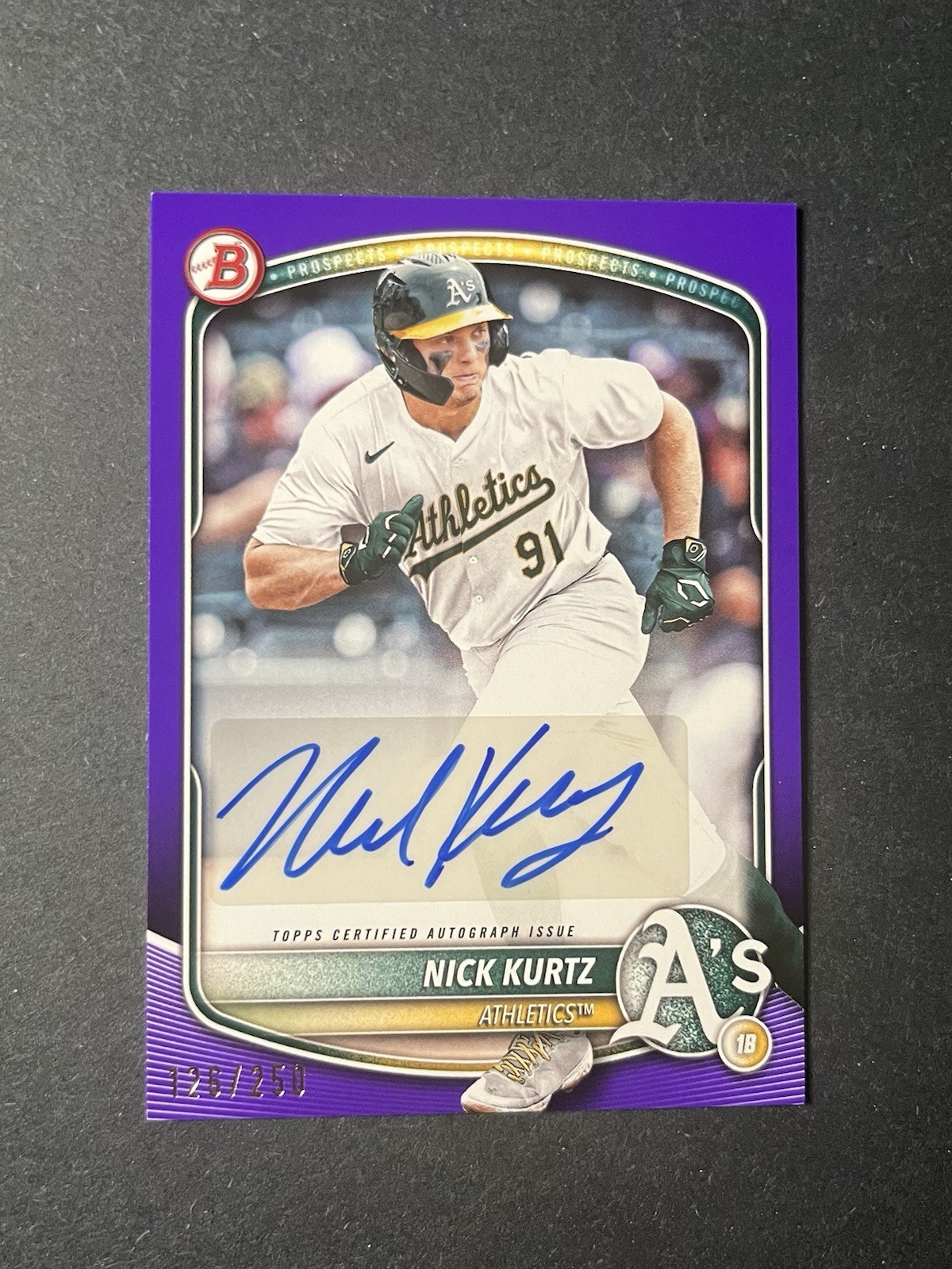 2025 Bowman Prospect Auto Nick Kurtz Purple /250 #BPA-NK 🔥