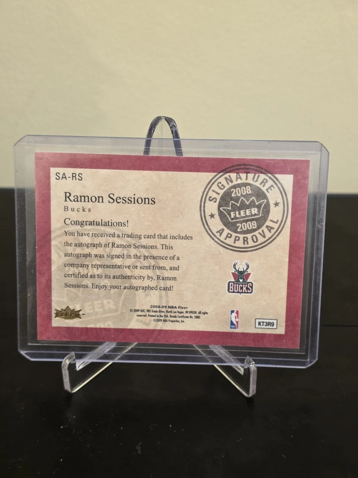 2008-09 Fleer Signature Aprobación Ramon Sessions #SA-RS Auto Bucks Lakers Foto 4 de 4
