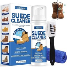 Suede Shoe Cleaner, 6.76 Oz Suede and Nubuck Cleaner with Brush and Towel, No