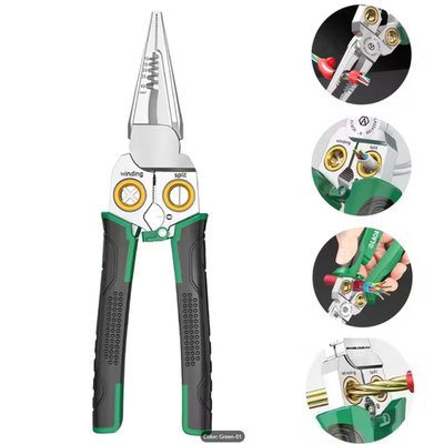 #ad 8 in 1 Wire Stripper for Electrician Needle Nose Pliers with Voltage Green $15.99