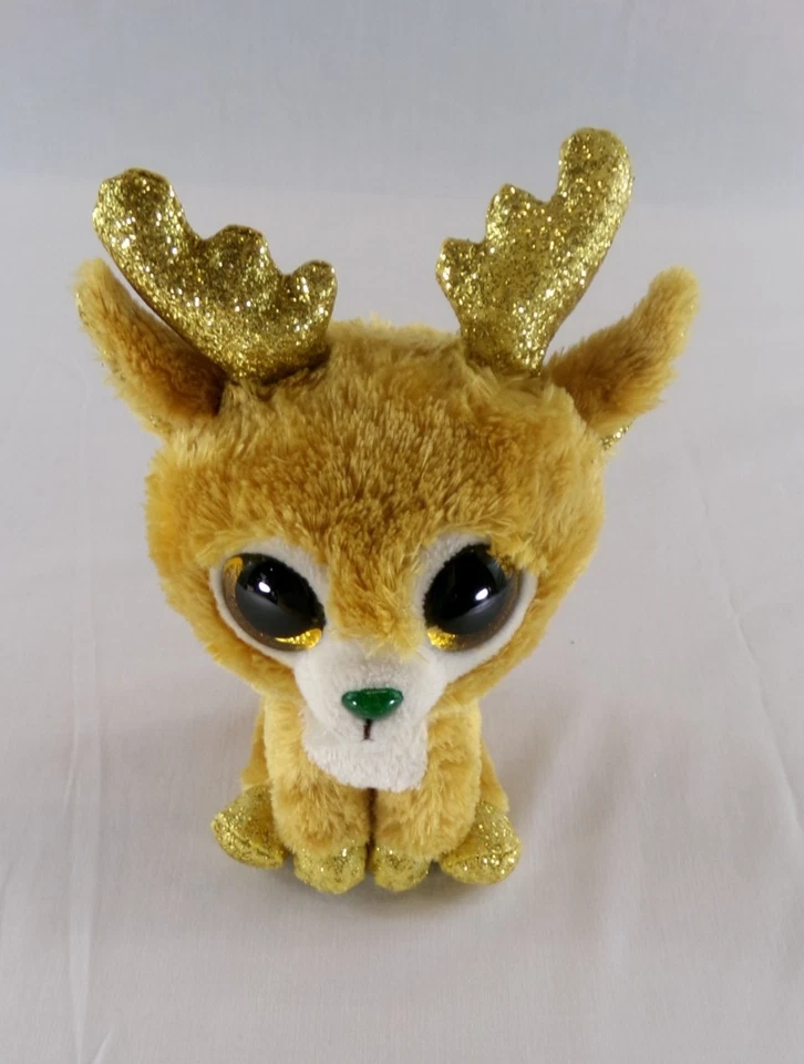 Ty Beanie Boo TySilk Reindeer Glitzy 2018 8" Plush Stuffed Animal Toy - EUC - Image 2 of 4