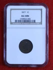 1877 Indian Head Cent Penny NGC AG3 BN CARD #1928963-006 Coin All 4 digits clear