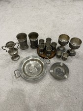 Vintage Zinn Konvolut 95% Zinn Becher Pokale Schnapsgläser Set Sammlung