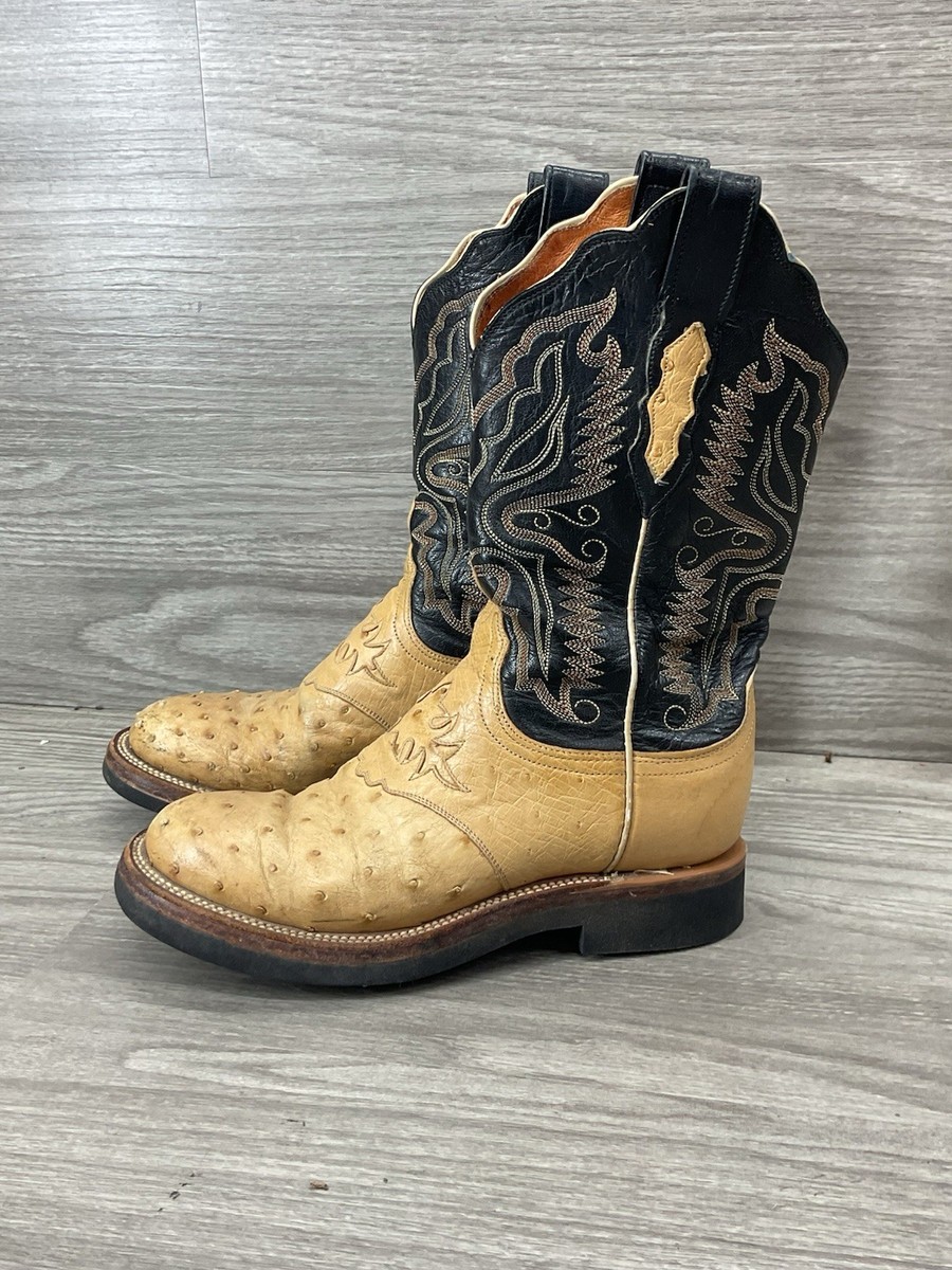 Lucchese 2000 Full Quill Ostrich Leather Western Cowboy Boots Tan Brown 8.5 B Lucchese 2000 Vintage T3117R4 Full Quill Ostrich Cowboy  main image 4