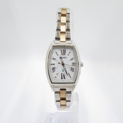 Seiko Lukia SSVW117 Analog Radio Solar Watch Gold Silver Used 25mm 