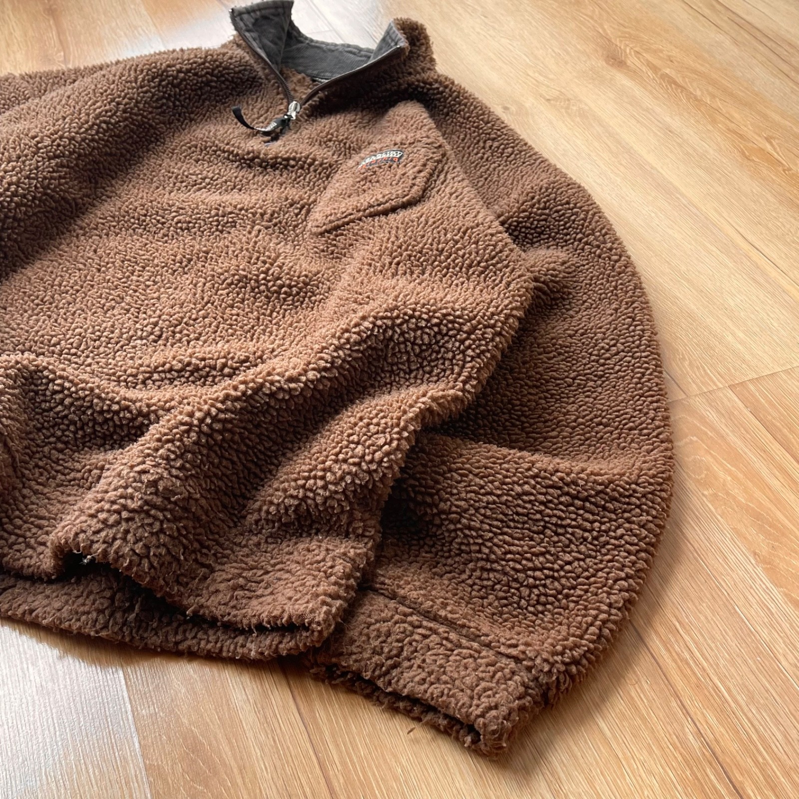 Vintage 90s Napapijri Half Zip Teddy Fleece Sweatshirt Sherpa Jacket ITALY Sz XL image 4