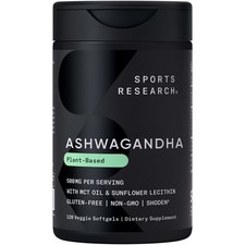 Ashwagandha 500mg - 120 Veggie Softgels - Natural Stress  Anxiety Support