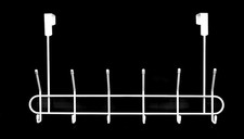 Over The Door Hooks,White,Rubber covered Metal,6 Double Straight Curled Hooks