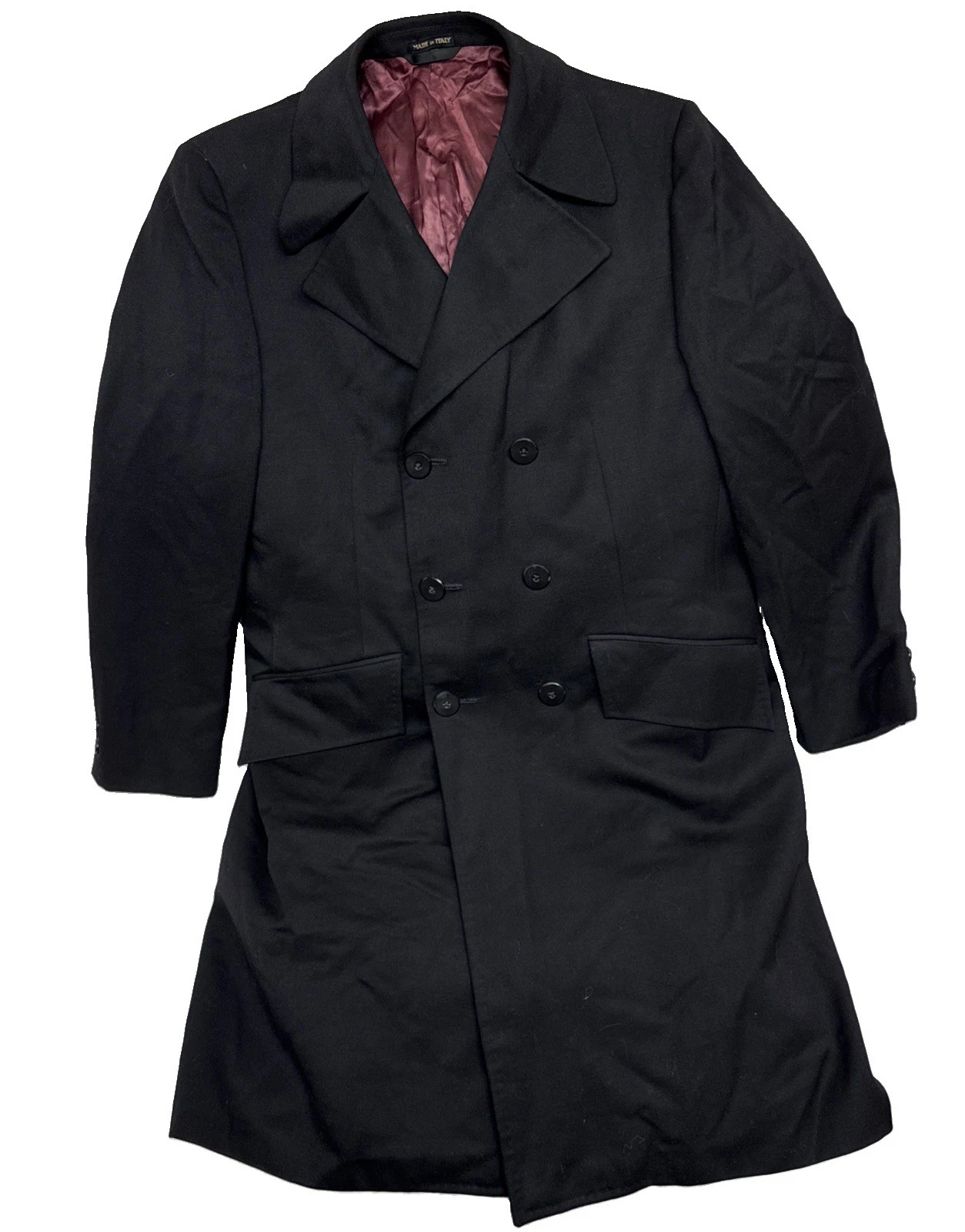 VTG Italian 60s Wool Overcoat Trench Gino di Firenze Size 40R *See Description image 1