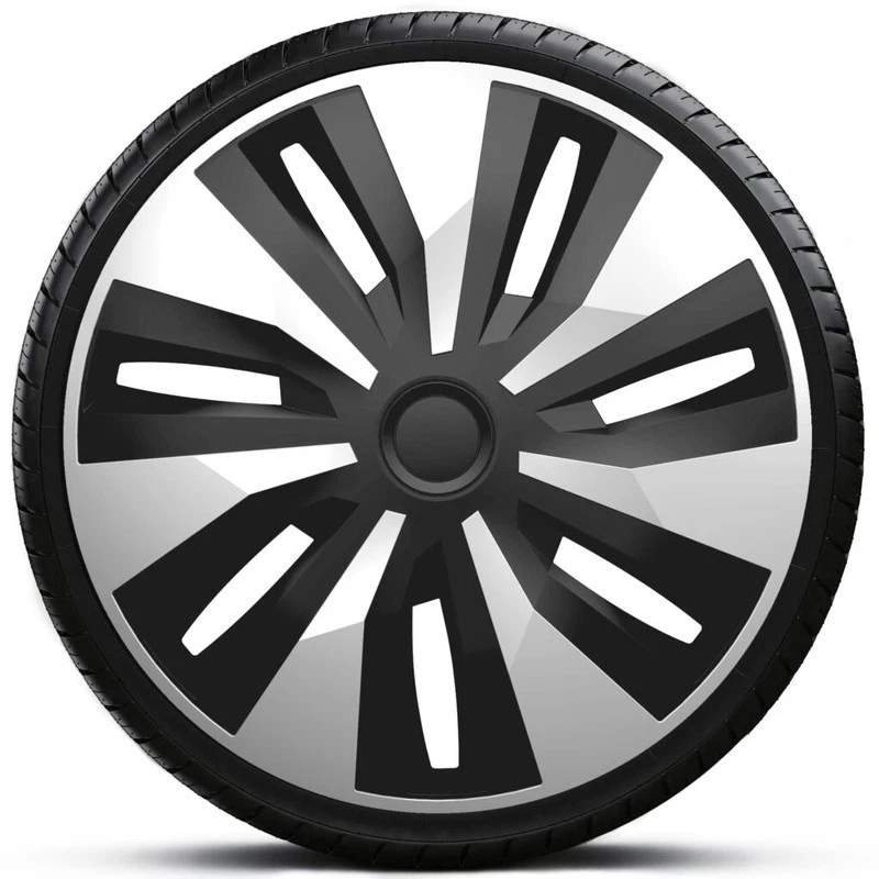 Wheel Trims 15" Black & Silver Hub Caps Covers Orion Fits Skoda Citigo - Image 2 of 4