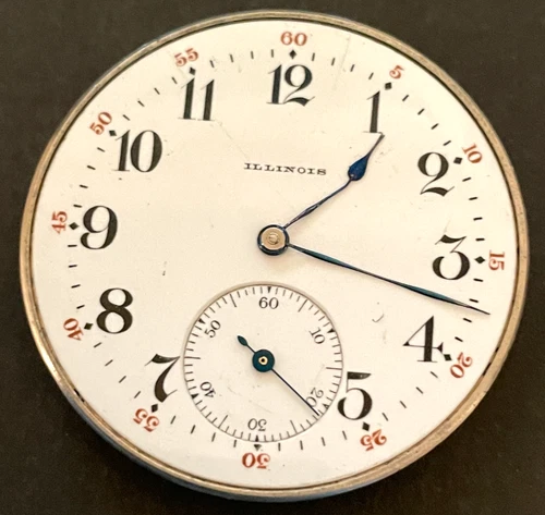 Antique 1910 Illinois Grade 273 Pocket Watch Movement Running Ticks 12s 17j USA