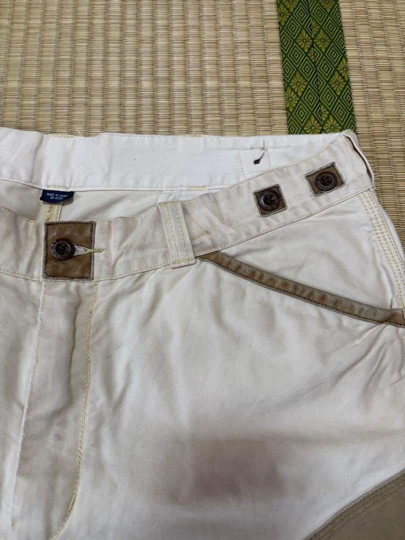 White/Beige Patchwork Work Pants Vintage Effect V… - image 2