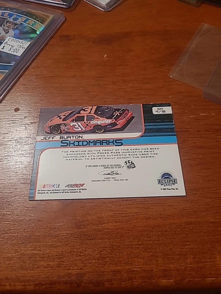 2007 Press Pass Jeff Burton SM Race Used Tire #SM9 #183/250 MADE C0004939 - Image 2 of 2