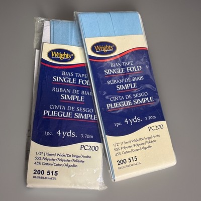 Wrights (PC200-515) - Single Fold Bias Tape Lot Of 2 Blue 1/2 