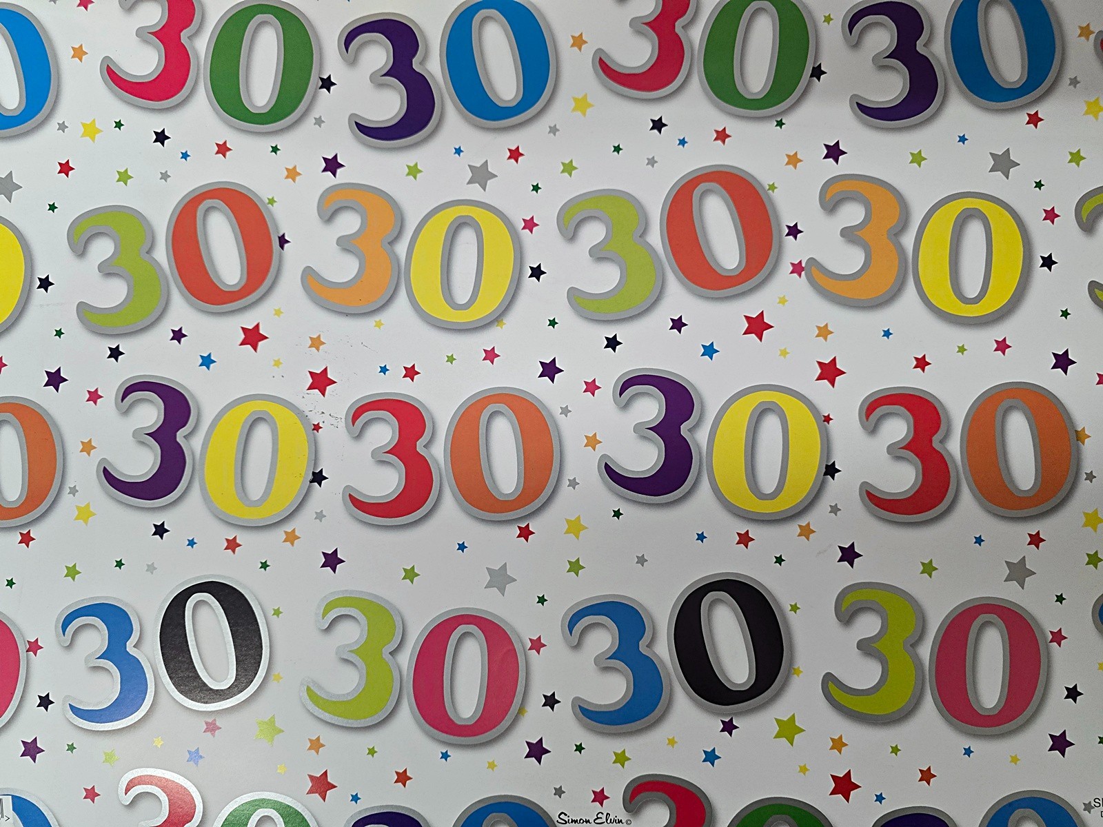 2 x Sheets of Gift Wrap Wrapping Paper Happy 30th Birthday 30 Today Fun Colours
