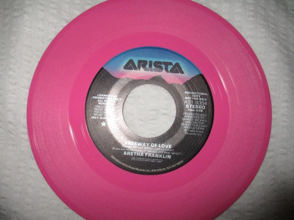 Aretha Franklin 45 "FREEWAY OF LOVE" PROMO Pink Vinyl & Picture Sleeve Mint - Image 2 of 4