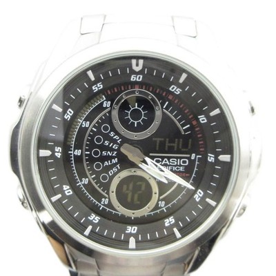 CASIO EFA-116 EDIFICE Watch Quartz Analog Digital Calendar Black Dial Silver