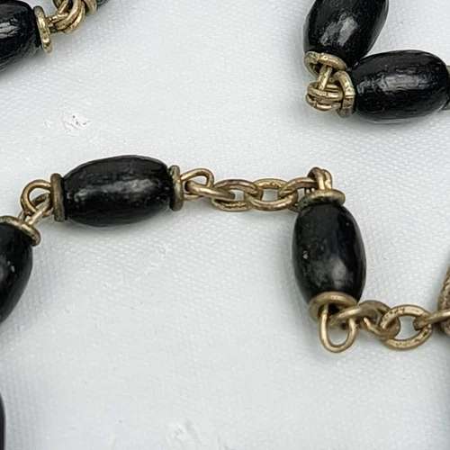 Vintage Rosary Black Beads and Cross Made in Italy INRI 18 Inch - Picture 5 of 13