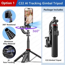C22 AI Face Tracking Handheld Gimbal Stabiliser 360° Rotation Shoot Selfie Stick