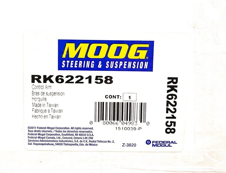 Conjunto de brazo de control de suspensión y rótula MOOG RK622158 09-14 Nissan Murano Foto 3 de 3