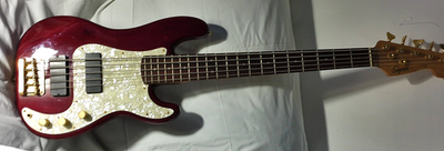 Squier Pro Tone Precision Bass Crimson Red 5 String Electric with
