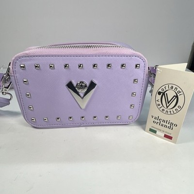 Valentino Orlandi Lavender Studded Shoulder Bag for Women with Zip