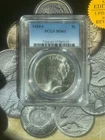 1924 S PEACE DOLLAR PCGS MS 63 LUSTROUS, PURE WHITE, NO SPOTS