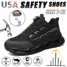 Men Safety Shoes Steel Toe Cap Rotating Buckle Breathable Plus Size Work Boots