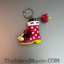 Rare Tokyo Disney Resort Minnie Mouse novelty Rain boot and Umbrella keychain