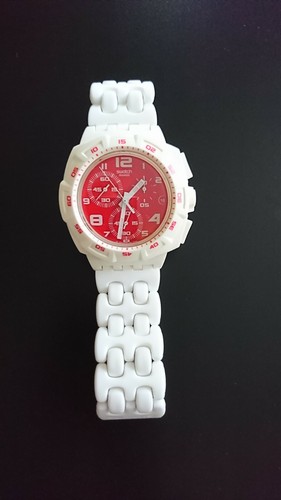 Orologio Swatch Chrono , Swiss, Bianco E Rosso ,da Collezione, Raro,  Perfetto | eBay