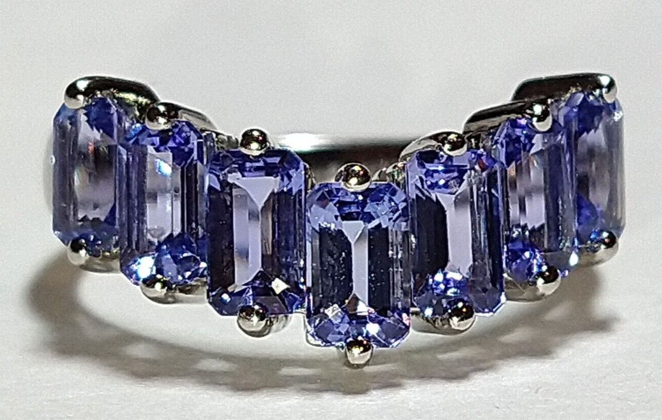 Solid platinum natural tanzanite stacking chevron… - image 11