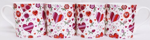 Set 6 tazze Chic Hearts Fine Bone China Balmoral Love Cups decorate a mano nel Regno Unito - Foto 4 di 11