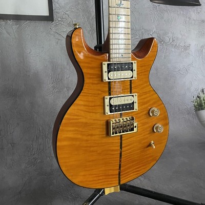 Electric Guitar Yellow Quilted Maple Top Colored Shells Inlay Chrome Hardware