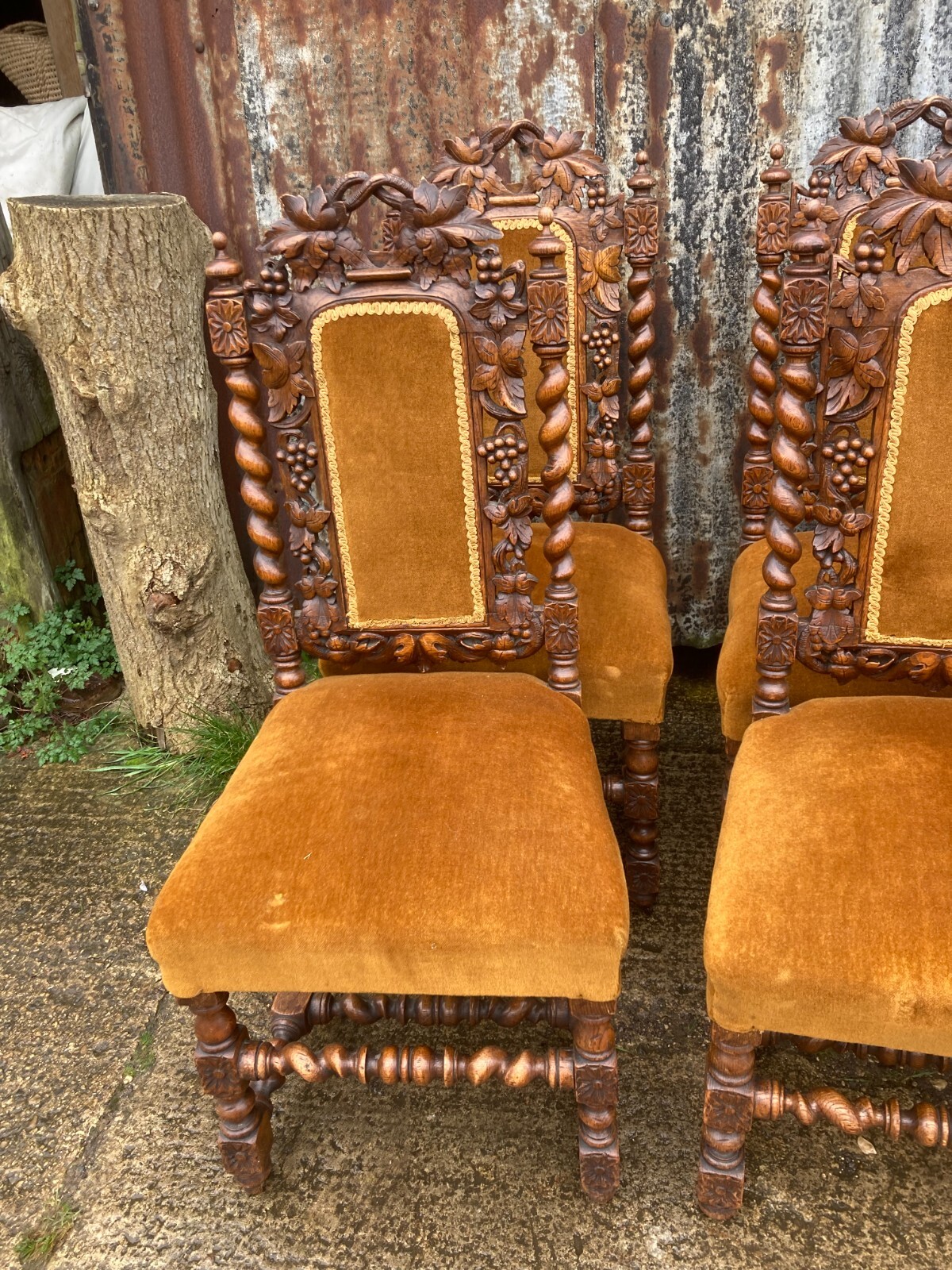Set Of 6 Victorian Carved Oak Dining Chairs eBay