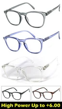 1 or 3 Pairs Retro Square Frame Keyhole Reading Glasses High Power Up to +6.00