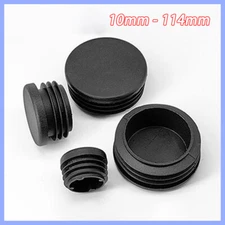 Round Plastic End Caps Black For Tubing Pipe Inserts Plugs Bungs Furniture Feet