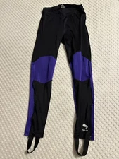 Mens Bellwether Tights Running Cycling M Medium Black Purple w/ Stirrups