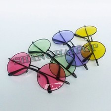 UK 1PC Lunettes de Soleil Rétro Rond Transparent Foncé Lentille Nuances Mode New