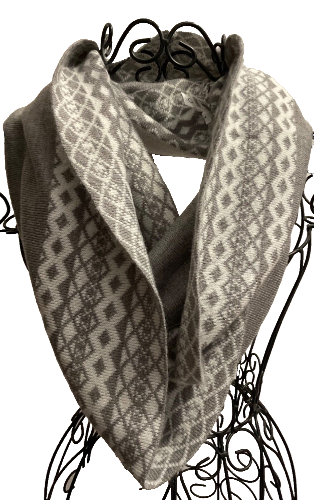 Calvin Klein Soft Gray and Cream Infinity Scarf for Women