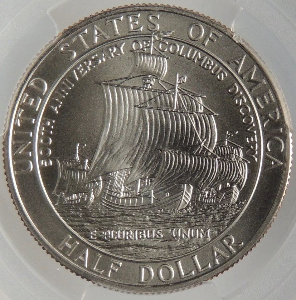 1992-D 50C COLUMBUS COMMEMORATIVE HALF DOLLAR PCGS MS70 #44610790 - Image 4 of 4