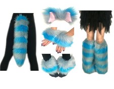 Cheshire Cat Costume Accessories - Faux Fur Hot Pink Purple or Blue Gray